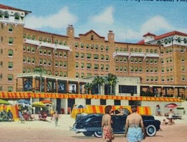 c1930 Sheraton Beach Hotel Daytona Beach Florida Vintage Linen Postcard - £13.85 GBP