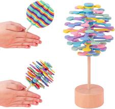 Wooden Stress Relief Toy Spiral Lollipop Decompression Toy Home Decor Gift - £13.50 GBP