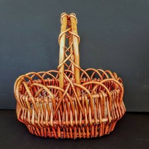 Wicker Basket 11&quot; tall Fall Color Orange Ombre Tinted Fruit Egg Gathering Trug - $15.84