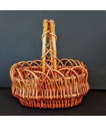 Wicker Basket 11&quot; tall Fall Color Orange Ombre Tinted Fruit Egg Gatherin... - £12.45 GBP