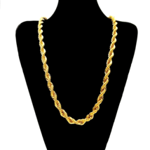 Mens Jewelry 14K Gold Plated Hip Hop Rope Chain Necklace 10mm 30&quot; inch - £12.65 GBP