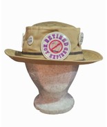 Beige Retired But Rehired Bucket Hat Gift Buttons Pins Size Large - $206.79 MXN