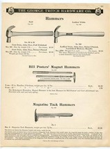 The George Tritch Hardware Co Tack Hammers &amp; Magnet Hammers Catalog Page... - $17.82