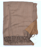 Somma Brown Lightweight Wool Fringed Italian Throw Blanket - $450.00