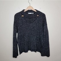 RD Style | Black &amp; Beige Marled Sweater with Neck Cutout medium - £19.05 GBP