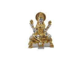 999 Silver and 24K Gold Plated Terracotta Lakshmi Idol for Pooja Room, G... - £70.10 GBP