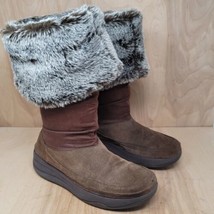 Skechers Women&#39;s Boots Size 8 M Brown Tone-Ups Mid Calf Faux Fur Pull On - $30.87