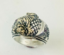 Artisan Made 10k Gold Crouching Tiger Hidden  Dragon sterling silver ring - £82.71 GBP