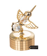 24K Gold Plated Music Box w Hummingbird Figurine w Crystals Mother&#39;s Day... - $761.26 MXN