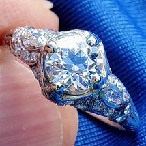 Earth mined Diamond Deco Engagement Ring 2 carat Vintage Platinum Solitaire 7.75 - $19,449.03 CAD