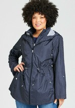 Avenue Women&#39;s Plus Parka In A Pocket Navy Spot Size 14/16 Full Zip Hooded $99 - £26.58 GBP