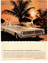 1963 '64 Wide-Track Pontiac Bonneville Car General Motors Couple Color Print Ad - $14.80