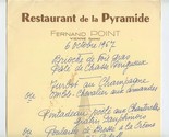 Restaurant De La Pyramide 1967 Dinner Menu Fernand Point Vienne France  - £621.45 GBP