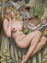 Opium dreamer nude woman art deco garden ceramic tile mural backsplash medallion - £49.41 GBP+