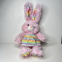 Bunny Plush Build A Bear Pink Pawsome 2008 Rainbow Ears Feet Stuffed Animal 22&quot; - £15.00 GBP