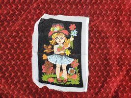 Vintage tapestry, finished needlepoint tapestry wall decor, Girl and flo... - $20.00