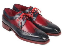 Paul Parkman Men Shoes Derby Navy Blue Bordeaux Wingtip Goodyear Welted 511N85 - £479.60 GBP