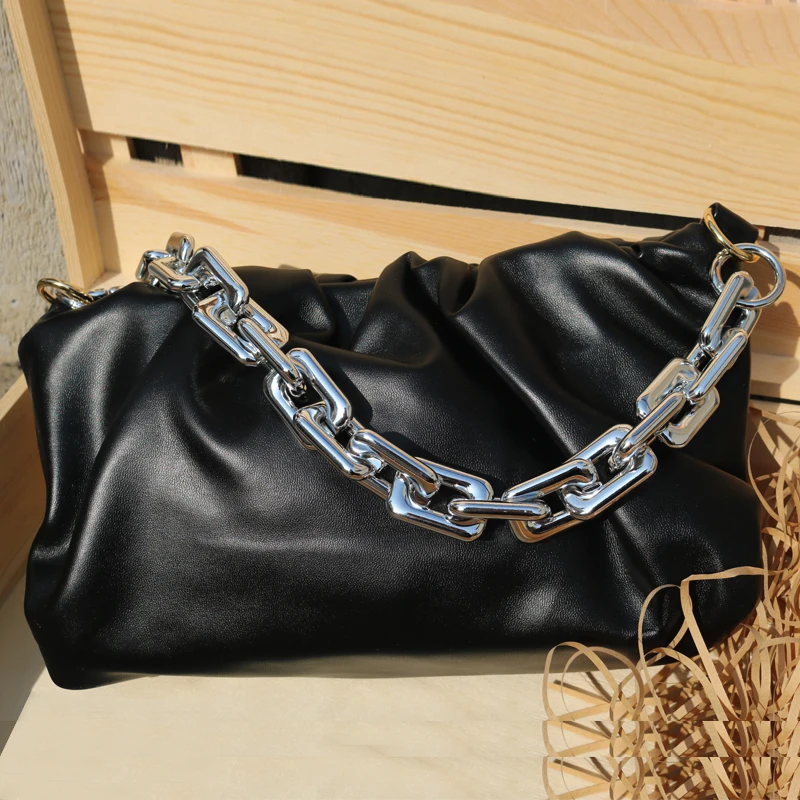  handbag pu leather thick chain cloud handbag fashion shoulder underarm bag chain women thumb200