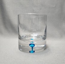 Double Old Fashioned Glass Controlled Bubble Electric Blue Whiskey Rocks... - $25.74