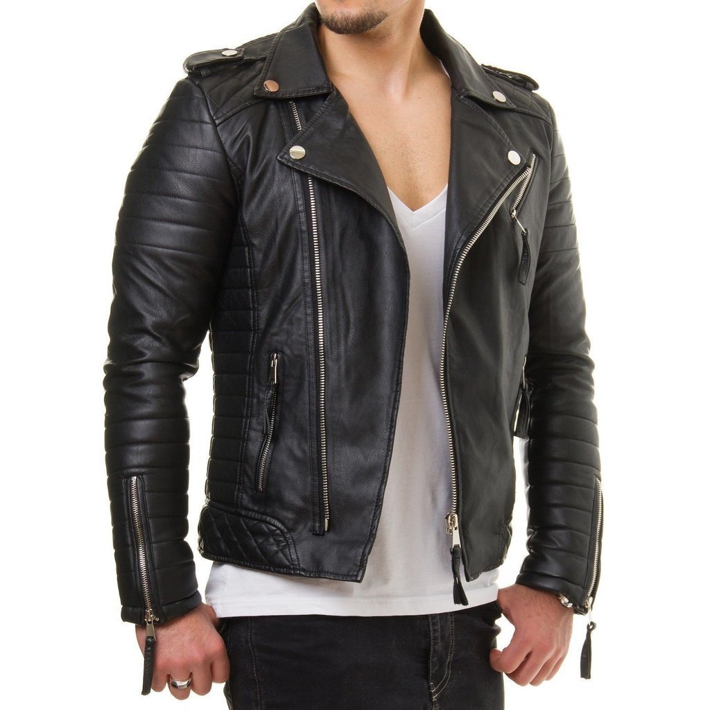 NEW Men's black biker jacket, Men's fashionable leather jackets 2019