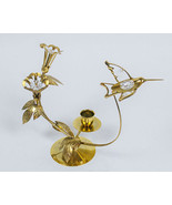 AUSTRIAN CRYSTAL DELIGHT HUMMINGBIRD FLOWERS CANDLE HOLDER 24K GOLD PLATED - $373.00 MXN