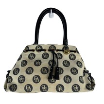 Dooney &amp; Bourke DB Signature Cream Black Monogram Tassel Tote Handbag Ba... - $27.06