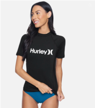 Hurley One And Only Solid Short Sleeve Rashguard Black Womens HR1018 New - £26.33 GBP