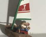 Vintage Mouse In A Sailboat 1990 Ornament Christmas Decoration XM1 - £6.25 GBP