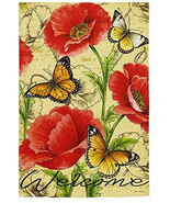 Evergreen Bright Florals Butterflies Welcome Yard Flag 12x18 Double Side... - £17.86 GBP