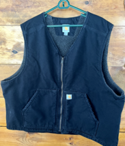 Carhartt Vest Men’s 3XL Black Canvas Work Outdoor Sherpa Lined 104394-BL... - $851.37 MXN