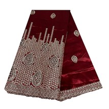 YQOINFKS Wine Red George Lace Fabric Embroidered Sequin Lace Swiss Voile Dress - £85.19 GBP