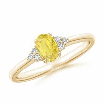 Authenticity Guarantee 
Angara Natural 6x4mm Yellow Sapphire Ring in 14K Yell... - £388.04 GBP