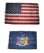 AES 2x3 2&#39;x3&#39; Wholesale Lot Combo: USA American w/State of New York Flag - £6.66 GBP