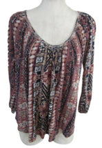 LUCKY BRAND Women Top tunic cotton blend boho sz S graphic print casual ... - £14.73 GBP