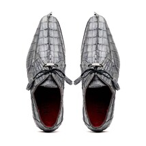 Cancun Genuine Caiman Crocodile Dress Derby's Shoes Gray image 6
