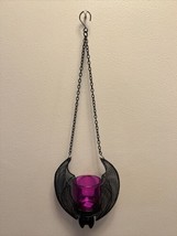 PartyLite Hanging Bat Votive Candle Holder Black and Purple Halloween NIB - $27.71