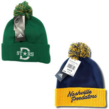 adidas x NHL Cuffed Knit Pom Beanie Dallas Nashville Winter Hat Green Navy Blue - £15.72 GBP