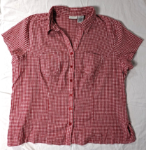 White Stag Women&#39;s Button Up Front Short Sleeve Shirt Collar Neck Size 3X Red - £12.57 GBP