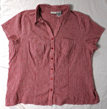 White Stag Women&#39;s Button Up Front Short Sleeve Shirt Collar Neck Size 3X Red - £12.34 GBP