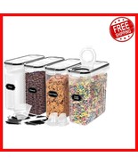 4-Pack Airtight Cereal Containers [4L] with Pour Spouts &amp; Labels for Kit... - $48.19 CAD