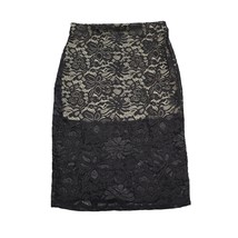 Coco Avante Skirt Womens M Black Straight Pencil Stretch Lace Pull On Floral - £20.15 GBP