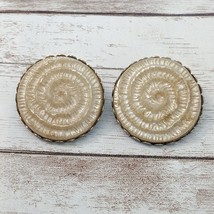 Vintage Clip On Earrings Large Beige Spiral 1 &amp; 1/8&quot; - £8.73 GBP