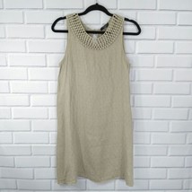 Senza Tempo Italian Linen Shift Dress Size XS Cotton Lace Front Sleeveless - £15.78 GBP