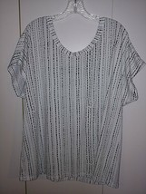 C.J. Banks Ladies Ss Thin COTTON/POLY Pullover TOP-1X-NWOT-LACE Up Back Neck - $9.49