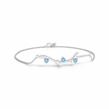 Authenticity Guarantee 
Angara Natural 3mm Aquamarine Chain Bracelet in 14K W... - £396.19 GBP