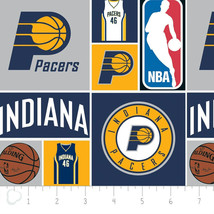 Indiana Pacers NBA Basketball Squares Cotton Fabric Print by the Yard s8... - $15.95