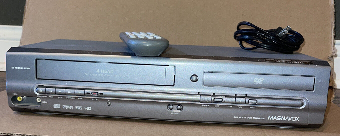Magnavox MWD2205 4 Head HiFi DVD VCR Combo Player VHS Recorder WORKS Remote  			