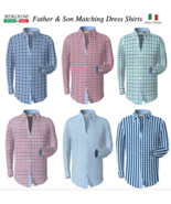 Berlioni Italy Men&#39;s &amp; Boys Premium Yarn Dyed Luxe Cotton Dress Shirt Mo... - $14.92 CAD+