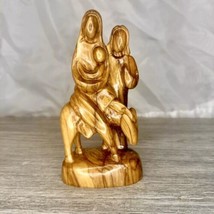 Nativity Hand Crafted Holy Family Wooden Statue Flight To Egypt Bible 7” Figure - £36.75 GBP