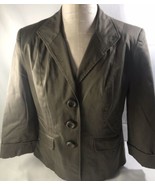 Ladies George Stretch Jacket Blazer 3/4 Sleeves Brown Mocha Taupe Button... - $35.00